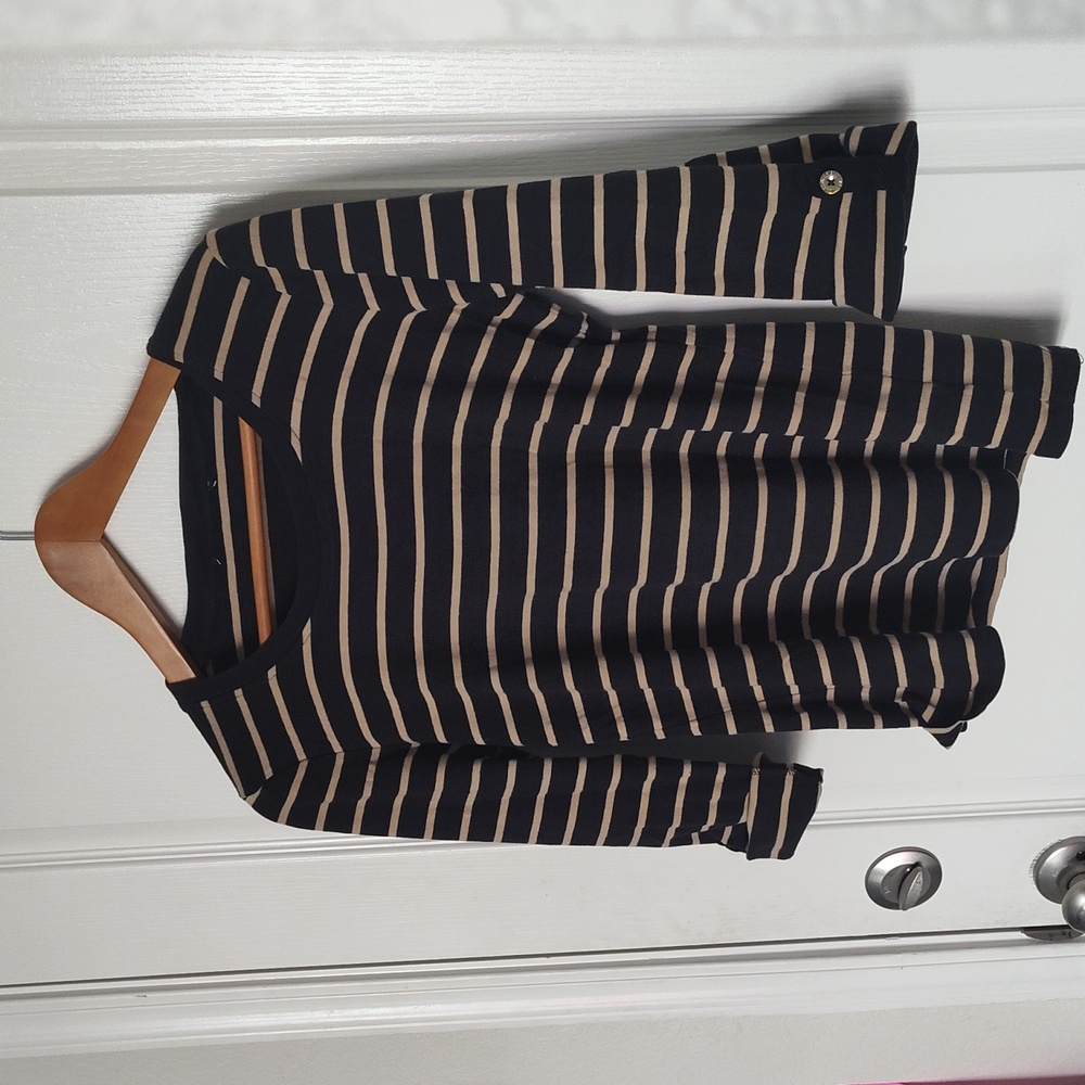 Jones New York cotton striped long sleeve shirt szM EUC